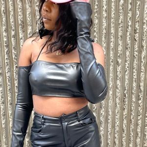Leather halter top